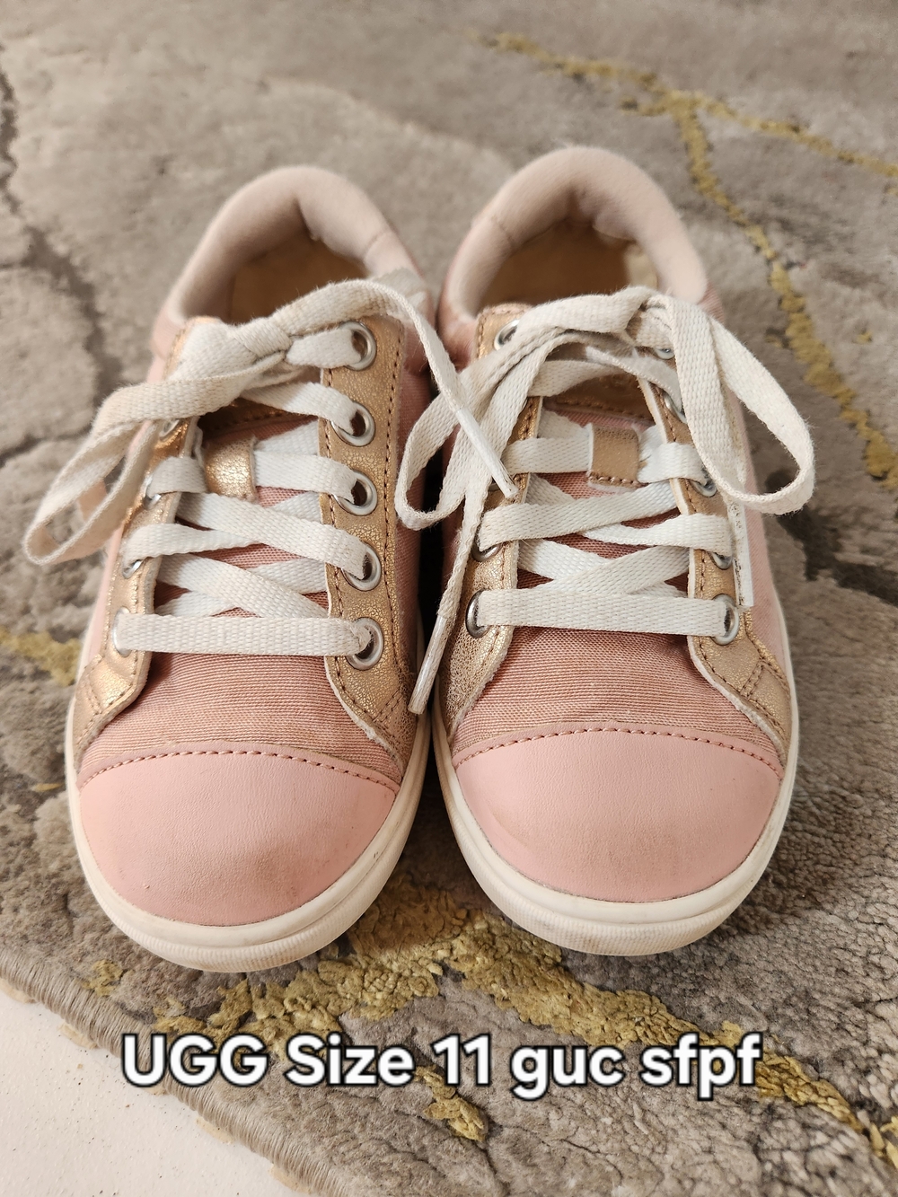 UGG Kids' Pink and Rose Gold Lace-Up Sneakers